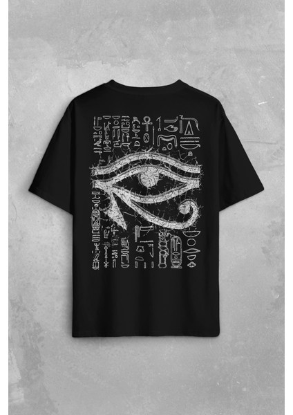 The Eye Of Ra Antik Mısır Ra'ın Gözü Baskılı Unisex Oversize Siyah Tişört