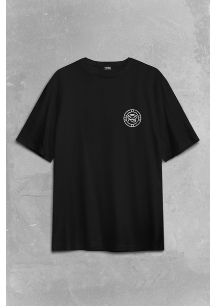 The Eye Of Ra Antik Mısır Ra'ın Gözü Baskılı Unisex Oversize Siyah Tişört