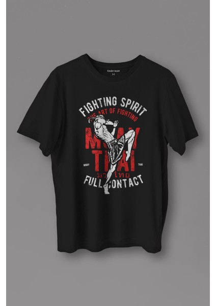 Unisex T-Shirt Muay Thai Fight The Art Of Fighting Dövüş Siyah Baskılı Tişört