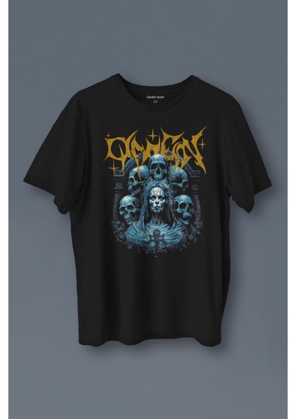 Unisex T-Shirt Omen Gotik Skull Gothic Corpse Bride Siyah Baskılı Tişört