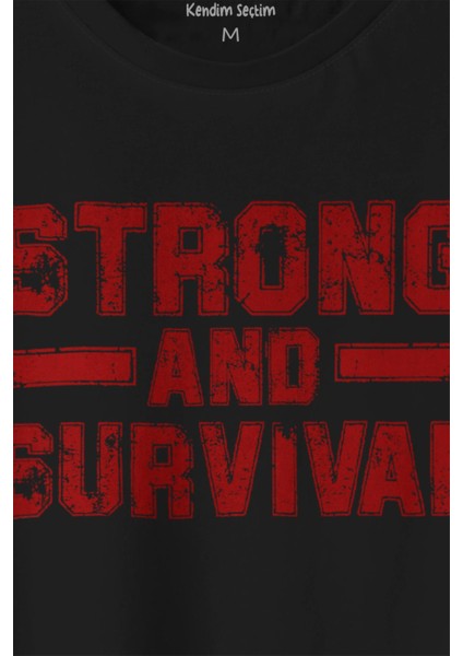 Unisex T-Shirt Spor Sas Strong And Survival Yazı Siyah Baskılı Tişört fiyatları