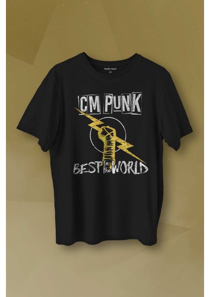 Unisex T-Shirt Best In The World cm Punk Karma Dövüş Cmpunk Gym Spor Siyah Baskılı Tişört