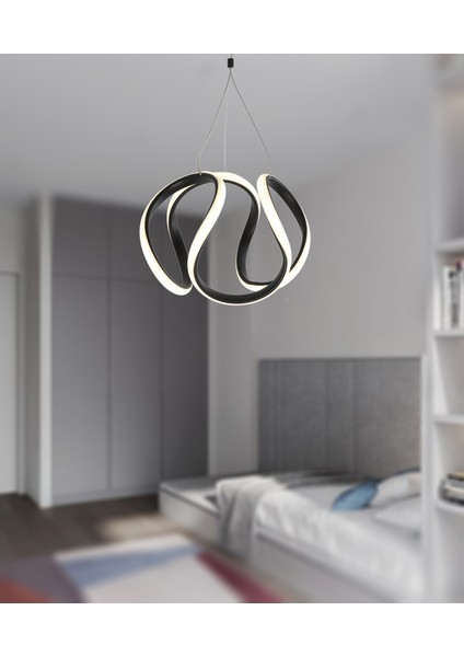 TT306-25-SY Tt Aydınlatma Orta Kavis Mat Siyah Ledli Avize modelleri