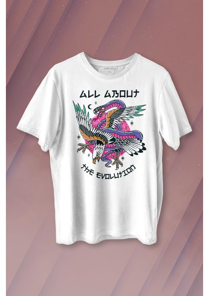 Unisex T-Shirt Eagle And Snake Kartal ve Yılan Y2K Evrim All About The Evolution