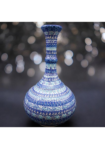 Otantik Desenli El Yapımı Detay Işlemeli Lüks Vazo