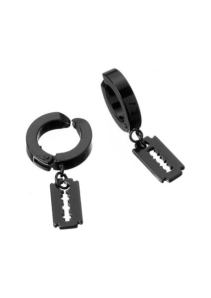 Sallantılı Jilet Sıkıştırmalı Erkek Küpe Çelik Takı Aksesuar P24
