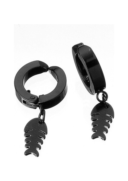 Balık Kılçığı Sıkıştırmalı Erkek Küpe Çelik Takı Aksesuar P24 T5