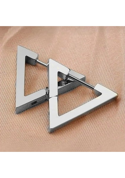 Geometrik Üçgen Çelik Küpe