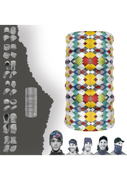 Geometrik Desenli Boyunluk Maske Baf Bandana