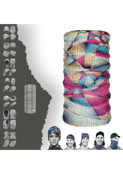 Üçgen Desenli Renkli Boyunluk Maske Baf Bandana