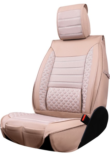 Seat Cordoba Uyumlu Deri Oto Koltuk Kılıfı Ön Arka Set Bej Atlas Model Sc