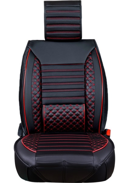 Citron C4 Cactus Uyumlu Deri Oto Koltuk Kılıfı Ön Arka Set Siyah Kırmızı Atlas Model Sc