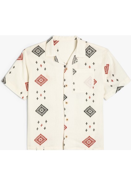Kısa Kollu Gömlek Baskı Detaylı Tek Cepli Pamuklu fiyatları