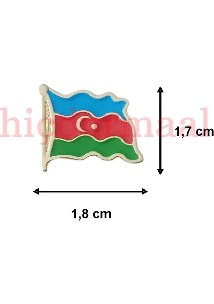 Dalgalı Azerbaycan Bayrağı Tasarımlı Gold Renk Metal Rozet 1 Paket 6'lı fiyatları