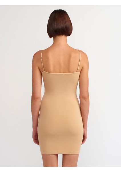 91129 Vücuda Oturan Askılı Mini Elbise-Bej fiyatları