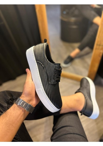 Knack Fitilli Desenli Günlük Ayakkabı 076 Siyah (Beyaz Taban) fiyatları