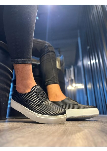 Knack Fitilli Desenli Günlük Ayakkabı 076 Siyah (Beyaz Taban) modelleri