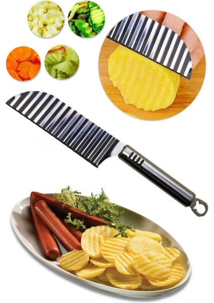 Main Shop 1 Adet Metal Saplı Patates Dilimleyici Şekilli Bıçak Doğrama Çips Bıçağı fiyatları