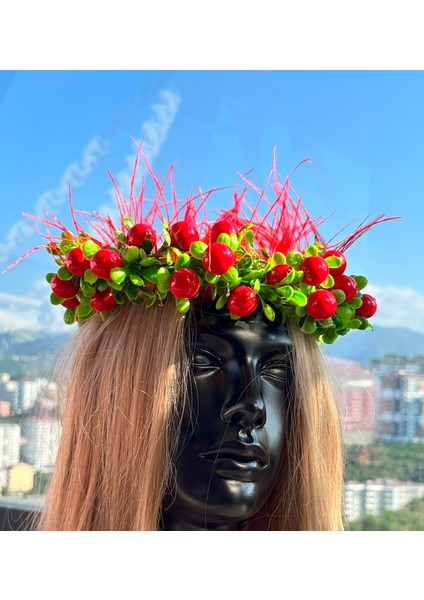 Kiraz Taç (Doğum Günü Tacı, Kına Tacı, Nişan Tacı, Mezuniyet Tacı, Abiye Tacı, Hamile Çekim Tacı, Dış Çekim Tacı, El Yapımı Taç, Vintage Taç, Özel Gün Tacı, Kadın Saç Aksesuarı, Taç)