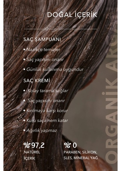 Yoğun Canlandırıcı Saç Şampuanı ve Saç Bakım Kremi 2'li Set Organik Argana Nemlendirici Yumuşatıcı fırsatları
