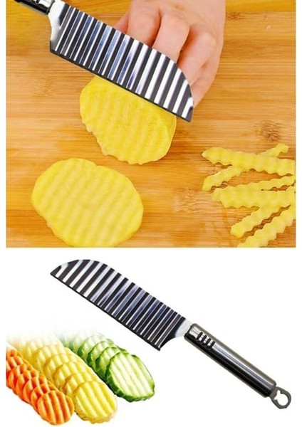 Main Shop 1 Adet Şekilli Patates Kesici Bıçak, Sebze Zigzag Kesme Bıçağı