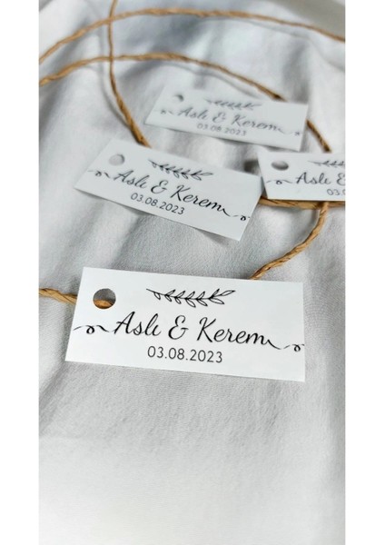 50 Adet Kişiye Özel Paketleme Etiketi - Hasır Ipli Düğün, Nişan, Nikah, Hediye Etiketi fiyatları