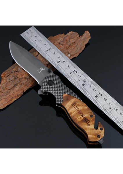 Kişiye Özel Browning Serisi Ahşap Kabzeli Kamp Kurtarma Outdoor Çakı Bıçak