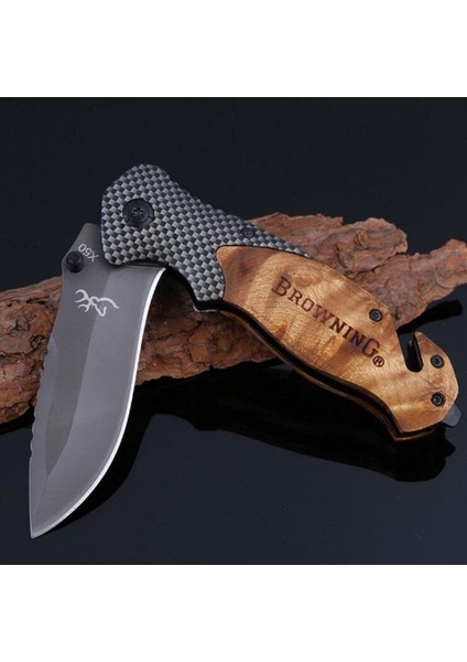 Kişiye Özel Browning Serisi Ahşap Kabzeli Kamp Kurtarma Outdoor Çakı Bıçak fiyatları