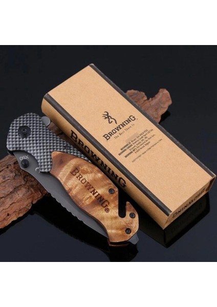Kişiye Özel Browning Serisi Ahşap Kabzeli Kamp Kurtarma Outdoor Çakı Bıçak modelleri