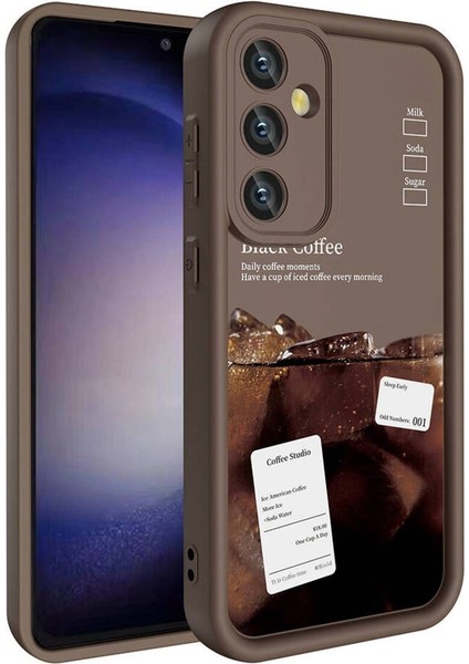 Samsung Galaxy A35 Kılıf Kamera Korumalı Yumuşak Kenarlı Coffee Lansman Kapak