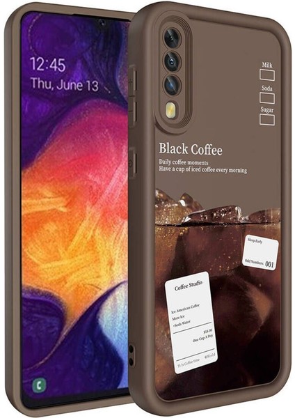 Samsung Galaxy A70 Kılıf Kamera Korumalı Yumuşak Kenarlı Coffee Lansman Kapak