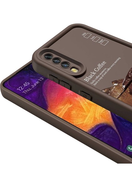 Samsung Galaxy A50 Kılıf Kamera Korumalı Yumuşak Kenarlı Coffee Lansman Kapak