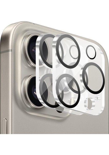 iPhone 15 Pro Max - 15 Pro Camera Lens Koruyucu 2 Adet Kamera Lens Koruyucu Şeffaf