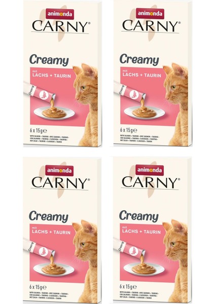 Carny Creamy Somonlu ve Taurinli Kedi Sıvı Ödülü 6 X 15 gr. 4 Lü