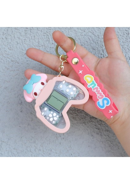 Kawaii Sanrioo Karakterler Mini Oyun Konsolu Tetris Oyun Anahtarlık