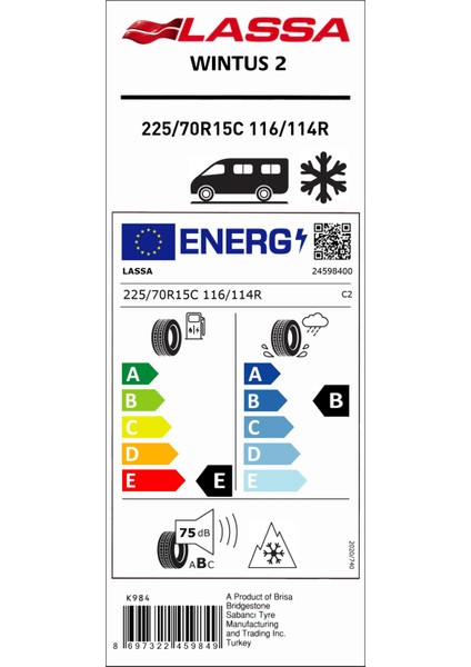 225/70 R15C 116/114R Wintus 2 Kış Lastiği (Üretim Yılı: 2024)