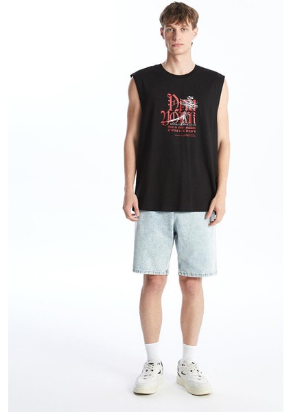 Xsıde Bisiklet Yaka Baskılı Erkek Kolsuz Tişört modelleri