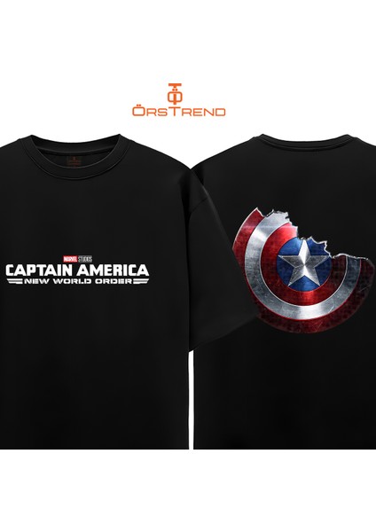 Captain America New World Order Baskılı Oversize Tişört