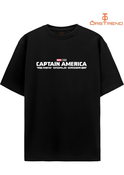 Captain America New World Order Baskılı Oversize Tişört