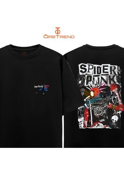 Spiderpunk Baskılı Oversize Tişört