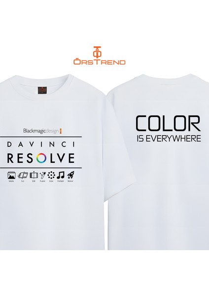 Davinci Resolve Baskılı Oversize Tişört