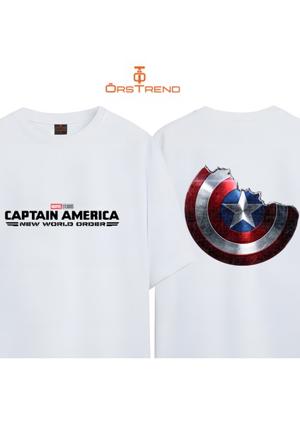 Captain America New World Order Baskılı Oversize Tişört