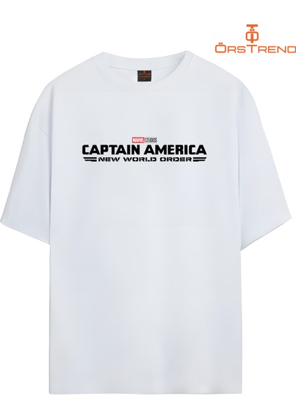 Captain America New World Order Baskılı Oversize Tişört
