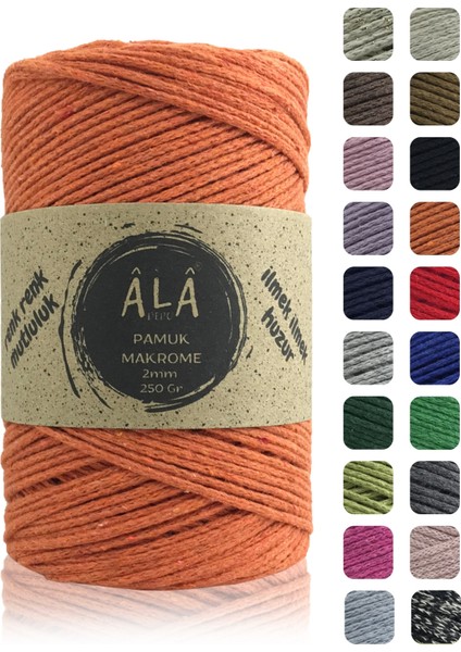 Pamuk Makrome Ipi 2mm Cotton Zincir Makrome Çanta Ipi Supla Ipi Koton Ip 250 Gram Turuncu