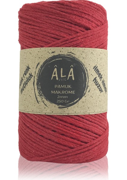 Pamuk Makrome Ipi 2mm Cotton Zincir Makrome Çanta Ipi Koton Ip 250 Gram Kırmızı fiyatları