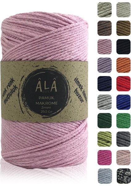 Pamuk Makrome Ipi 2mm Cotton Zincir Makrome Çanta Ipi Supla Ipi Koton Ip 250 Gram Pembe