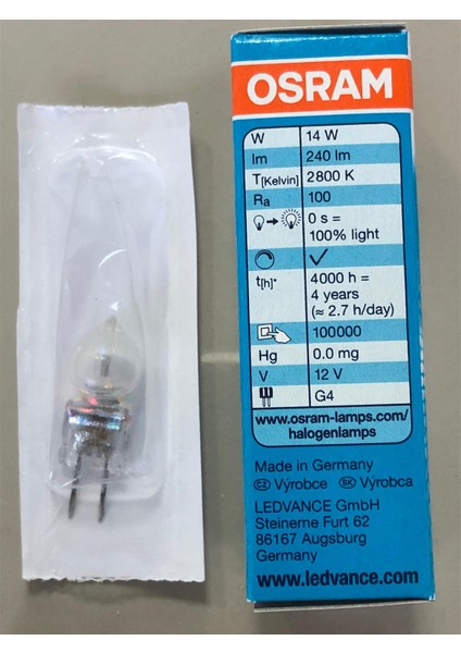 5 Adet Osram 64423 Halojen Lamba 12V 14W=20W =240 Lümen 4000 Saat