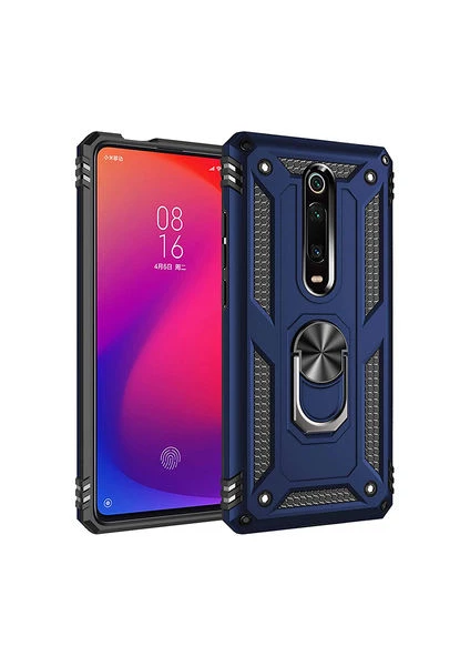 Techno Guru Xiaomi Mi 9t Çift Katmanlı ve Yüzüklü Tam Koruma Vega Premium Kılıf