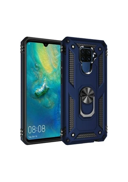 Techno Guru Huawei Mate 30 Lite Çift Katmanlı ve Yüzüklü Tam Koruma Vega Premium Kılıf