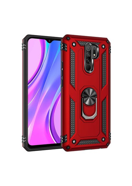 Redmi 9 Çift Katmanlı ve Yüzüklü Tam Koruma Vega Premium Kılıf